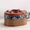 Reversible Woven Bamboo Storage Basket with Lid and Handle