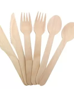 Wooden Cutlery Set Includes Forks/Spoons/Knives Instead of Plastic Cutlery