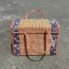 Retro-Style Bamboo Basket with Lid