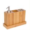 In Stock: Bamboo Bathroom Accessories Vanity Caddy Set, 4 pcs
